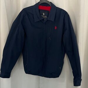 U.S. Polo Assn. Men's Dark Blue Windbreaker with Red Accents